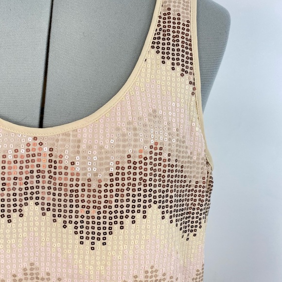 Fossil Medium Sequin Tank Rose Gold Copper Blush Champagne Ombre Chevron Cami - Picture 14 of 14